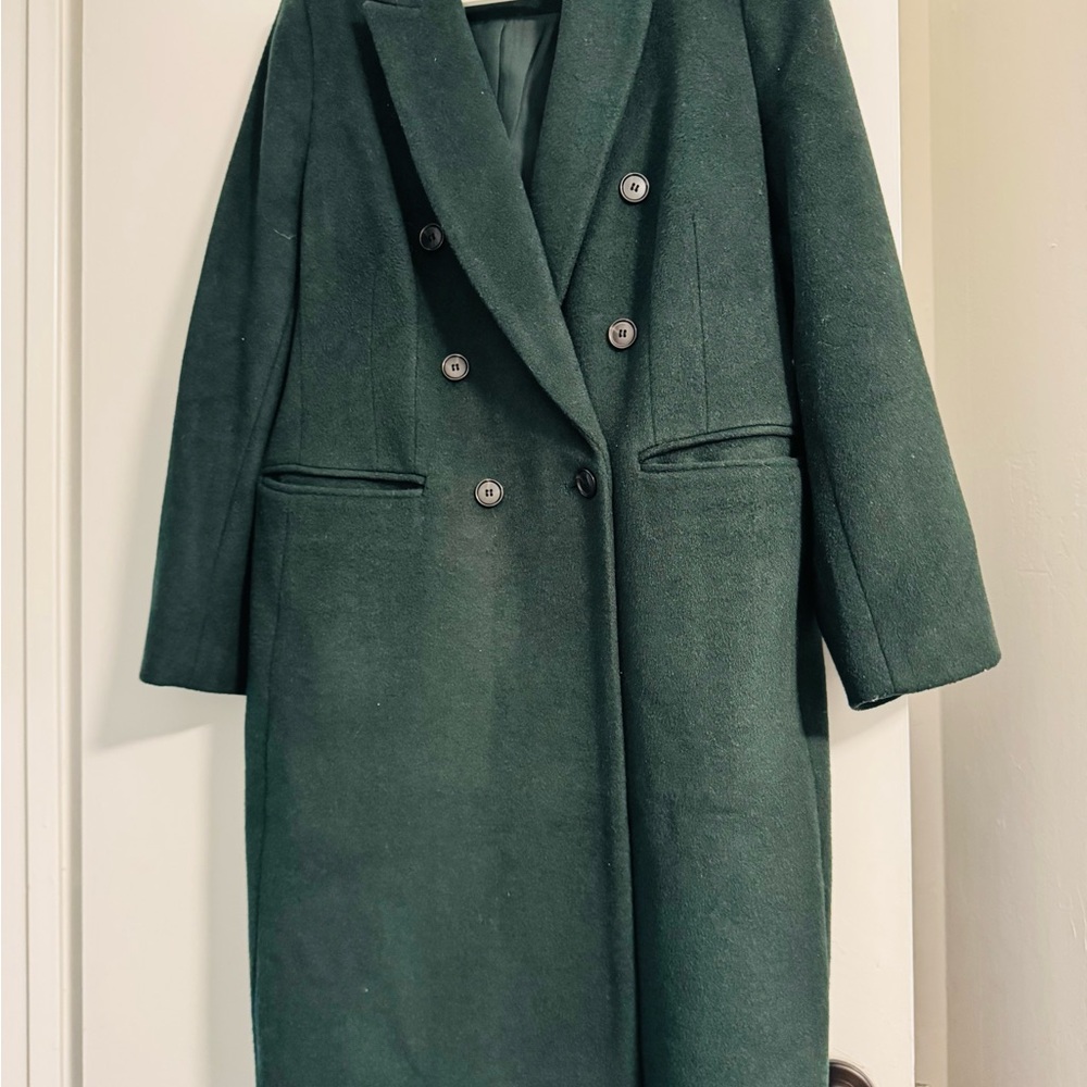 LOFT Forest Green Double-Breasted Pea Coat